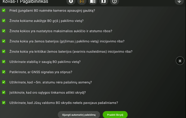 Kovas-T Helper priešskrydinė patikra